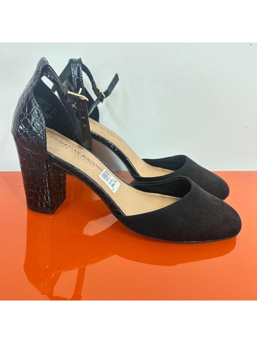 Christian Siriano for Payless Faux Suede Faux Croc Embossed Block Heels 9.5 NWT